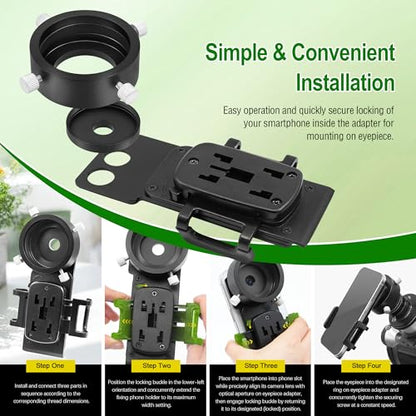 Astromania Smartphone Adapter with T2 Thread and Eyepiece Adapter 44-52mm - size: IPhone and Eyepiece Adapter 44 - 52mm