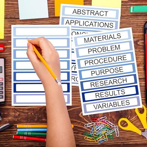 Kolldenn 20 Sheets Self Adhesive Presentation Science Subtitles Blank Science Fair Display Boards Labels Fair Board Supplies Titles for Classroom(Gradient Blue)