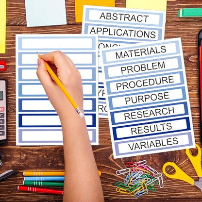 Kolldenn 20 Sheets Self Adhesive Presentation Science Subtitles Blank Science Fair Display Boards Labels Fair Board Supplies Titles for Classroom(Gradient Blue)