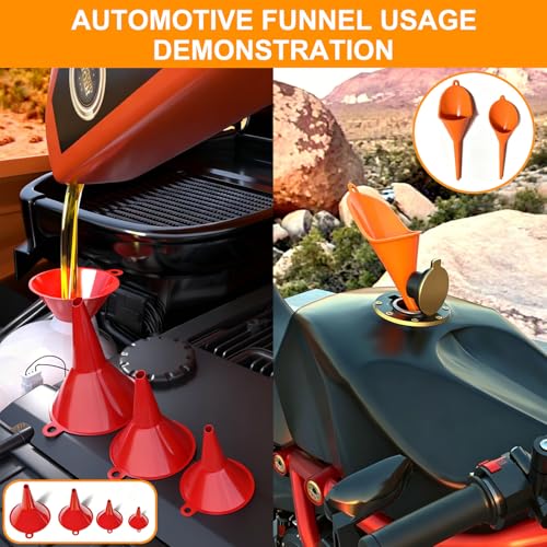 19 Pcs Automotive Funnel Set, Plastic Oil Funnel Kit with Spout and Filter