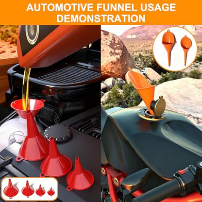 19 Pcs Automotive Funnel Set, Plastic Oil Funnel Kit with Spout and Filter