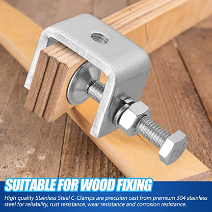 Lounsweer 40 Pcs Stainless Steel C Clamps Heavy Duty 1 3/16 Inch Mini Clamp with Stable Wide Jaw Opening Small Screw Clamps for Metal Working Mounting Woodworking