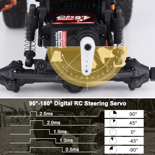HobbyPark Waterproof 12g Servo Micro Servo Motor Metal Gear Arduino Servo 4.6kg High Torque Digital Servo Mini Servo for Axial SCX24 AX24 1/24 RC Crawler Car RC Airplane RC Boat RC Robotics