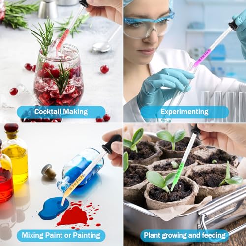 Eye Dropper 8 Pcs, 1mL Glass Liquids Pipette Dropper Tool with Measurement-Bent & Straight Tips, for Essential Oils Crafts Ear Lab Measuring Transferring Liquids Herain - size: Large Rubber Bulb-8pcs-Long Bent Straight
