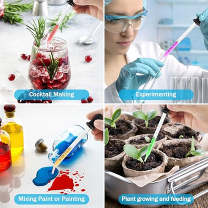 Eye Dropper 8 Pcs, 1mL Glass Liquids Pipette Dropper Tool with Measurement-Bent & Straight Tips, for Essential Oils Crafts Ear Lab Measuring Transferring Liquids Herain - size: Large Rubber Bulb-8pcs-Long Bent Straight