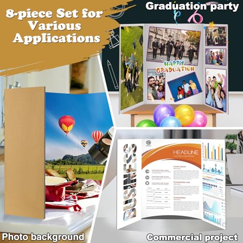 Cosweet 8 PCS 16" x 23" Small Trifold Poster Board for School Projects - size: S-16" x 23"