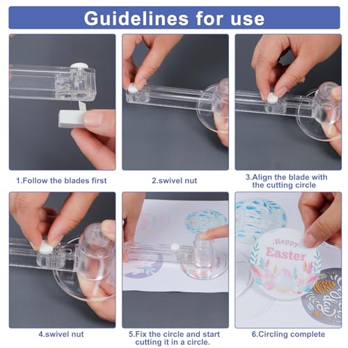 25mm/1 Inch Clear Circle Cutter Button Maker Tools, Adjustable Multi-Size Badge Making Round Cutting Tool, Cutting Knife Photo Paper Model Circle (35-170mm) - size: 35-170mm