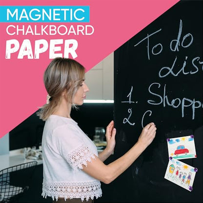 Magnetic Chalkboard Wallpaper Peel and Stick 40" x 18", Self-Adhesive Chalkboard Contact Paper with Starter Kit - Ideal for Home - color: Chalkboard, size: 40"W x 18"H