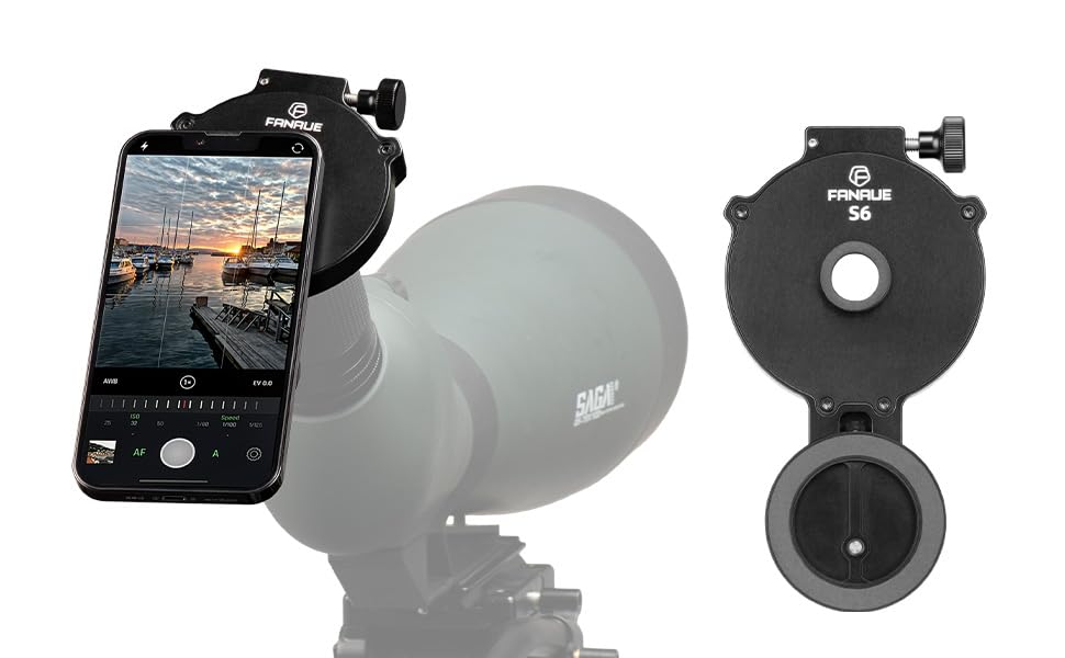 FANAUE Telescope Phone Adapter, Spotting Scope Smartphone Phone Mount for Binoculars Monocular Microscope, Magnetic Cell Phone Digiscoping Holder for Camera Photography
