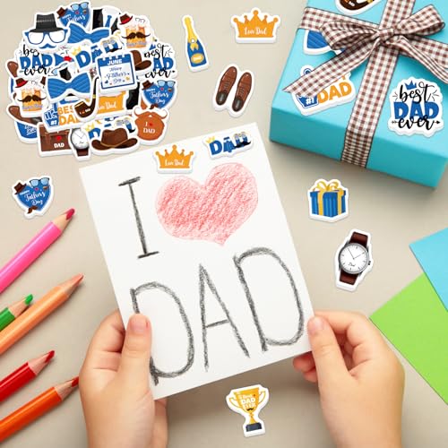 300Pcs Father's Day Foam Stickers, Cute Beard Tie Dad Foam Sticker Self Adhesive Fathers Day Stickers for Father's Day DIY Arts Crafts Party Favors School Activity Reward - style: Father's Day