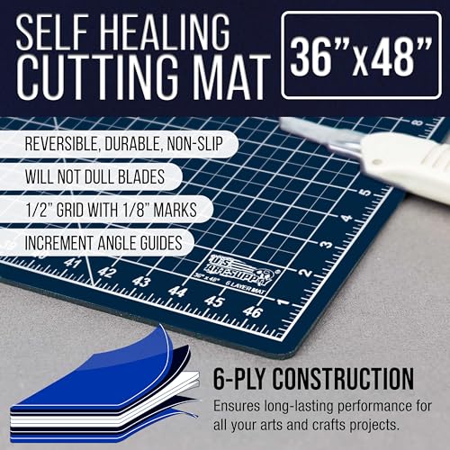 U.S. Art Supply 36"x48" Self-Healing Cutting Mat 6-Ply White/Blue - color: White/Blue