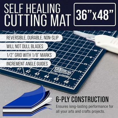 U.S. Art Supply 36"x48" Self-Healing Cutting Mat 6-Ply White/Blue - color: White/Blue