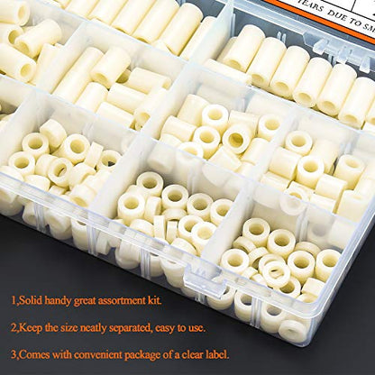HELIFOUNER 180 Pieces Nylon Round Spacer Standoffs Assortment Kit for M6 Screws