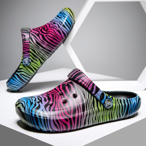 Tie-dye Women's Clogs Lightweight Slip-on Garden Shoes EVA Slippers/Sandals/Water Shoes - color: Black L001, size: 7.5 Wide