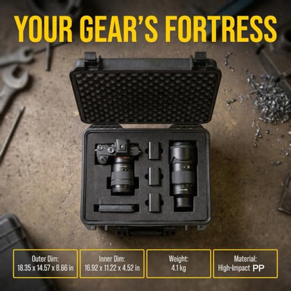 MEIJIA Portable All Weather Waterproof Camera Case with Customized Fit Foam,Fit Use of Drones,Camera,Equipments,Pistols,Elegant Black(18.3 ”x14.57”x8.66”) - size: 18.3" x 14.57" x 8.66"