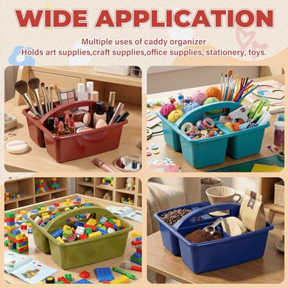 Kathfly 4 Pack Classroom Caddy Organizer with Handle Bulk, Deep Color - color: Deep Color