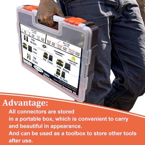 1500Pcs 89 Kits Waterproof Automotive Electrical Connectors 1/2/3/4/6 Male&Female Automotive Replacement Electrical Accessories 22-14AWG with Ratchet Crimping Tool and Wire stripper - size: 1500PCS