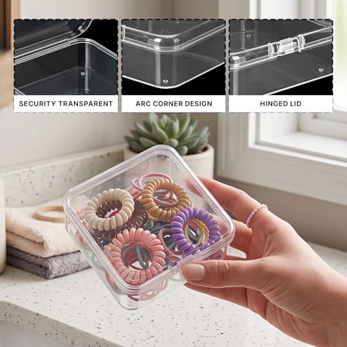 Plastic Bead Storage Containers Box Transparent Boxes with Hinged Lid Clear Bead Organizer Box for Small Items DIY Craft Jewelry Hardware Business Cards Game Pieces (20 Pcs /2.8 x 2.8 x 1 Inch)