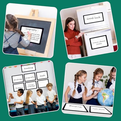 7 Pack Magnetic Write & Wipe Paper Organization Chart,Pen Dry Erase Objectives Labels Learning Magnets for Classroom Organization Whiteboard Teacher Student Teaching Supplies,Black and White - style: Black and White