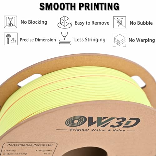 OVV3D Matte PLA Filament 1.75mm, Pink Yellow Macaron PLA 3D Printer Filament，Dual Color PLA Pink and Yellow 3D Printing Filament, +/-0.02mm 1kg - color: Dual-color Matte Pink & Yellow
