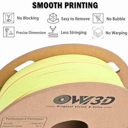 OVV3D Matte PLA Filament 1.75mm, Pink Yellow Macaron PLA 3D Printer Filament，Dual Color PLA Pink and Yellow 3D Printing Filament, +/-0.02mm 1kg - color: Dual-color Matte Pink & Yellow
