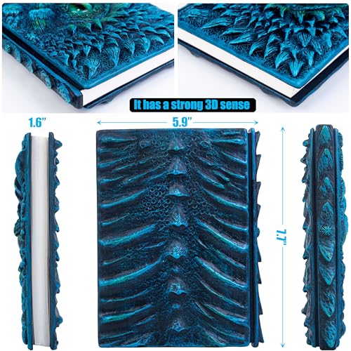 3D Dragon Eye Embossed Journal,Resin Engraving Notebook,Dnd notebook for Dragon Lovers ，Blank Paper,Hardcover Travel Notepad for Writing,Sketchbook,Collection,Gift,Decoration A4 and A5 Size (A5-Blue-Lined-Brooch) - color: A5-Blue-Lined-Brooch
