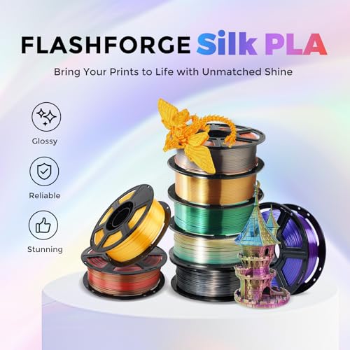 FLASHFORGE Silk Dual Color Filament, Blue and Rose 2 in 1 Coextrusion Silk PLA Filament 1.75mm, 3D Printer Filament Color Change 1kg(2.2lbs) Spool, Dimensional Accuracy +/- 0.02mm - color: Blue and Rose 2 in 1