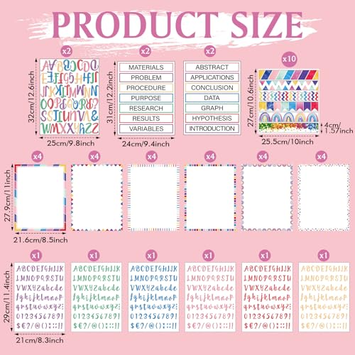 Dispowreath 96 Pcs Science Fair Board Supplies,Rainbow Style - style: Rainbow Style