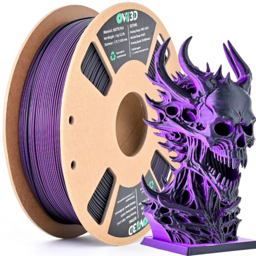OVV3D Dual Color PLA Filament 1.75mm, Black Purple Matte PLA 3D Printer Filament, Multi Color Change 3D Printing Filament for Most FDM 3D Printer, Halloween Filament 1kg Spool - color: Matte Black Purple