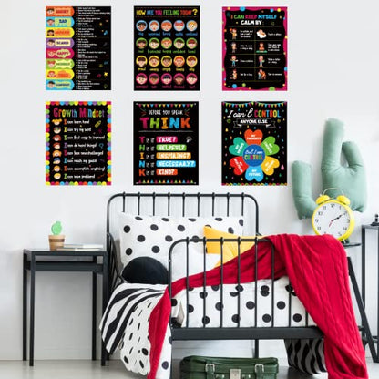 gisgfim Feelings Posters, 6 Pieces Wall Art for Classroom, Coping Strategies for Kids, Behavior Management Posters, Emotions Chart, Calm Down Corner Decorations