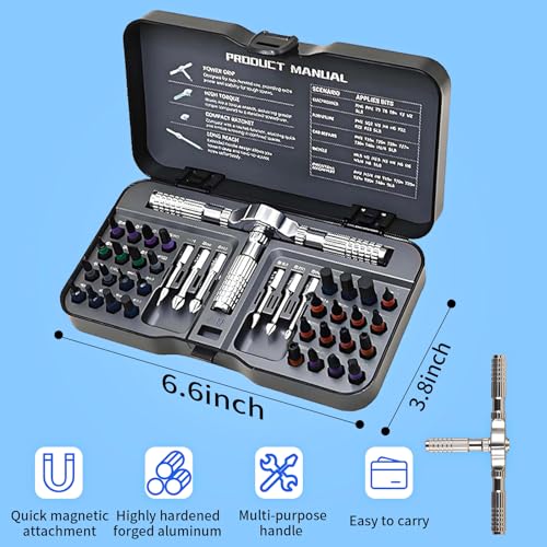 2026 New 42 in 1 Magnetic Screwdriver Set, DIY Ratchet Screwdriver Set with Detachable Handle, Portable Compact Repair Tool Kit for Furniture Laptop Electronicsv Bicycle - size: 2026 New 42 in 1 Screwdriver Set