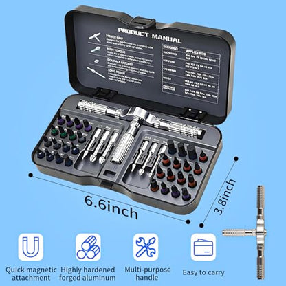 2026 New 42 in 1 Magnetic Screwdriver Set, DIY Ratchet Screwdriver Set with Detachable Handle, Portable Compact Repair Tool Kit for Furniture Laptop Electronicsv Bicycle - size: 2026 New 42 in 1 Screwdriver Set