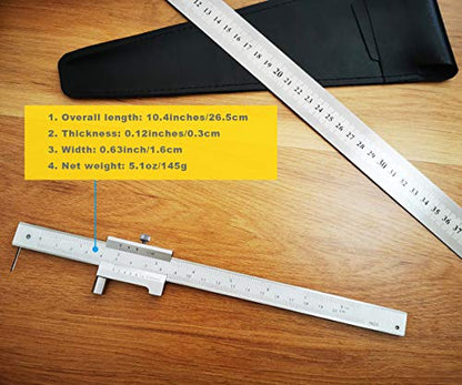 Parallel Crossed Caliper 0-20cm (0 - 8 inch) with 2 Carbide Scriber / Needle, Stainless Steel Vernier Calipers, Marking Gauge, Marking Tool