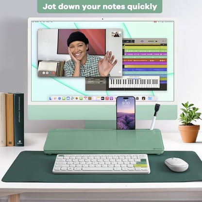Varhomax Glass Desk Whiteboard with Storage - color: Green