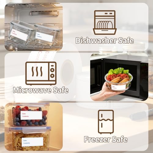 300 Labels Removable Food Labels, HUOJI 1 x 3 Food Label Stickers - size: 1x3-2 Rolls | 300 Sheets
