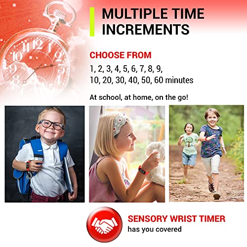 Sensory Wrist Timer for Kids, Teachers, Students, Simple Reminder Watch with Silent Alarm Clock Wristband, Classroom Countdown (Red) - color: Red