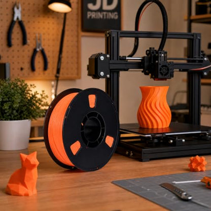 Matte PLA + 3D Printer Filament,PLA + Filament 1.75mm, Neatly Wound 3D Printing Filament 1.75mm, Dimensional Accuracy +/- 0.02 mm, Fit Most FDM 3D Printers, 1kg Spool (2.2lbs) (Orange) - color: Orange