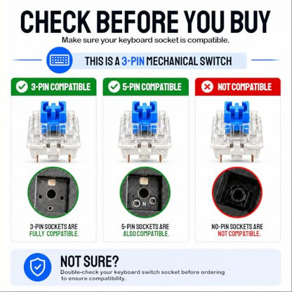 80PCS Blue Mechanical Keyboard Switches - Clickers for 3D Prints