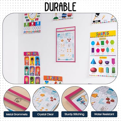 Essex Wares - 6 Pack, Magenta Dry Erase Pockets, 10" Wide x 13.5" Tall - color: Magenta