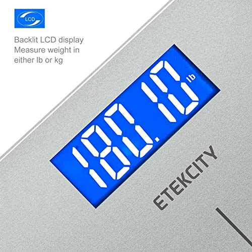 Etekcity Digital Electric Bathroom Scale for Body Weight, 400 lbs, Sliver - color: Grey, size: 11.8 x 11.8 inches