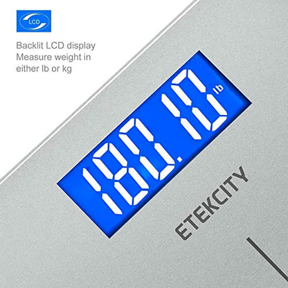 Etekcity Digital Electric Bathroom Scale for Body Weight, 400 lbs, Sliver - color: Grey, size: 11.8 x 11.8 inches