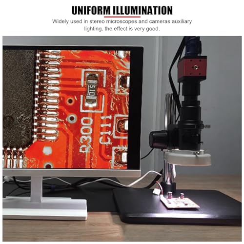 5W 56 LEDs Universal Microscope Ring Light, Adjustable Brightness, Flicker-Free, for 30mm to 63mm Stereo Microscope Eyepieces