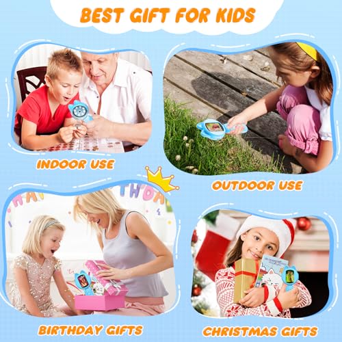 Leipan Magnifying Glass for Kids, 100X 2 LCD Scrren Handheld Microscope - color: Blue