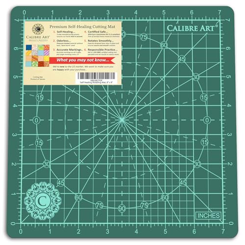 Calibre Art Rotating Self Healing Cutting Mat 8x8 (7" Grid), for Quilting