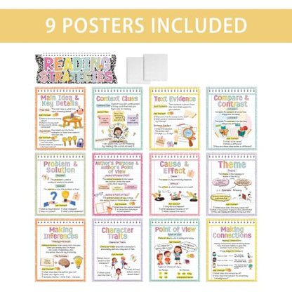 RUBOAOA Reading Strategies Posters, Boho Classroom Bulletin Board Decor - color: Reading Strategies