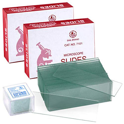 Twdrer 100 Pcs Blank Microscope Slides & Covers