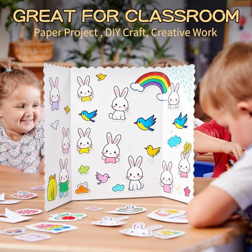 30 Pack 24" x 36" White Trifold Poster Board Bulk, Corrugated Foldable Tri-fold Display Board for Science Fair, School Projects, Presentations, Art, Business & Classroom Supplies - size: 24"x36"--30Pcs
