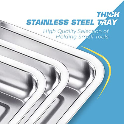 Stainless Steel Tray - Narkysus 3 Pack Stainless Steel Dental Lab Tray 13.5'' X 10'' Flat Metal Tool for Lab Dental Instrument Bathroom Organizer Tattoo Station Tattoo Supplies - size: 3pcs