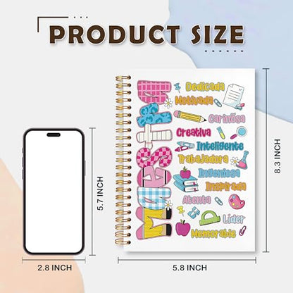 VIIJJUE Spanish Teacher Maestra Appreciation Gifts Notebook, Regalos Para Maestras Mujeres, Back to School Gifts for Teachers, Spanish Educator Hardcover Spiral Notebooks, 5.5x8.3 Inch-02 - color: Spanish Teacher-02