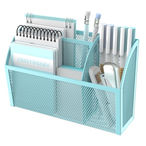DALTACK 3-Grid Magnetic Pencil Holder, Strong Magnet Locker Organizer, Blue - color: Blue